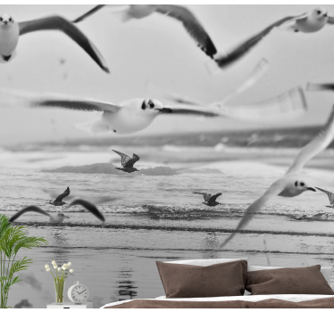 Fotomural animales gaviotas sobre el océano - TenVinilo