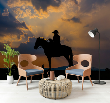 Fotomural animales jinete en caballo - TenVinilo