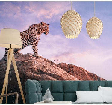 Fotomural animales leopardo en la roca - TenVinilo