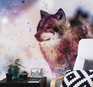 Fotomural animales lobo cósmico solitario - TenVinilo