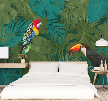Fotomural animales loro tropical en exhibición - TenVinilo