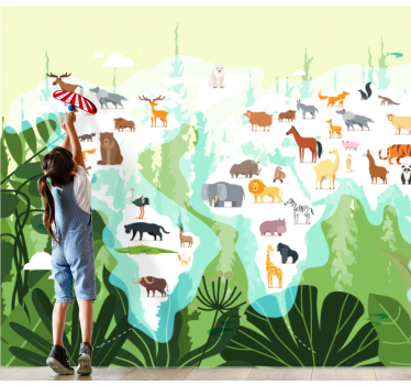 Fotomural animales mapa del mundo animal - TenVinilo