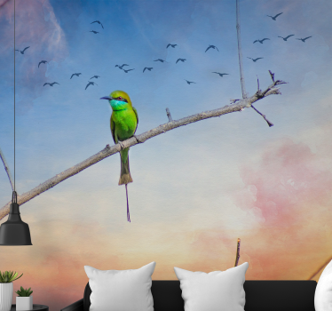 Fotomural animales pájaro en rama - TenVinilo