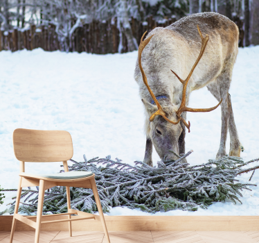 Fotomural animales renos en la nieve - TenVinilo
