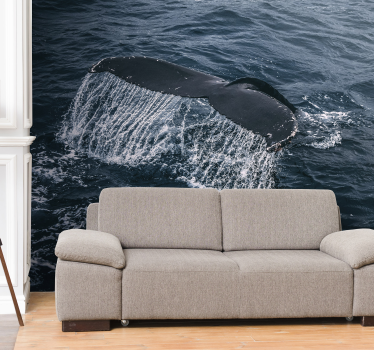 Fotomural animales salpicadura de cola de ballena - TenVinilo