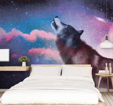 Fotomural animales silueta de lobo aullador - TenVinilo