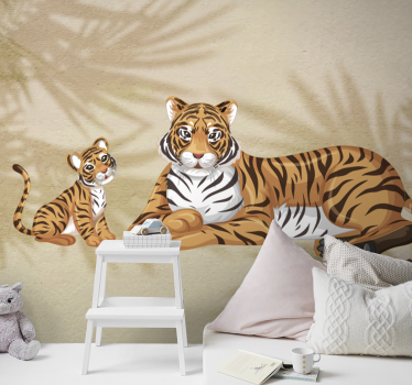 Fotomural animales tigres madre e hijo - TenVinilo