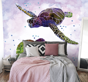 Fotomural animales tortuga de mar colorida - TenVinilo