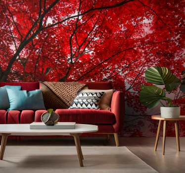 Fotomural árbol ramas rojas - TenVinilo