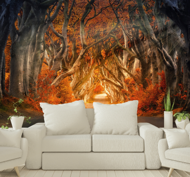Papel pintado 3D bosque puerta encantada - TenVinilo