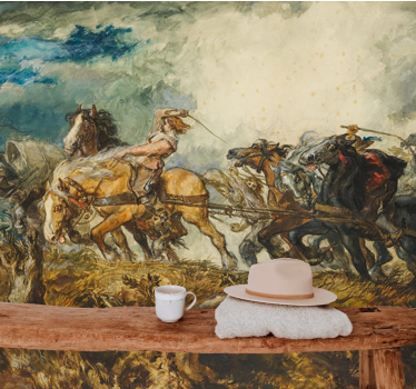 Fotomural arte clásico caos tirado por caballos - TenVinilo