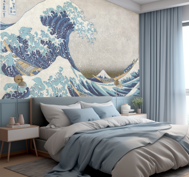Fotomural arte clásico pintura kanagawa estilo antiguo - TenVinilo