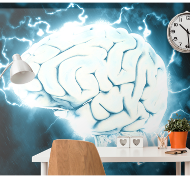 Fotomural arte concepto de cerebro eléctrico - TenVinilo