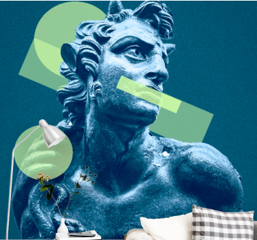 Fotomural arte estatua con formas geométricas - TenVinilo