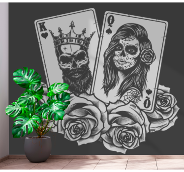 Fotomural arte naipes de calavera - TenVinilo