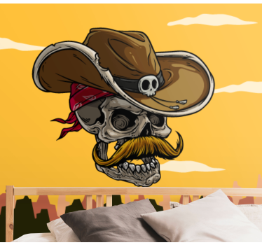 Fotomural arte urbano diseño de calavera de vaquero - TenVinilo