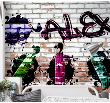 Fotomural arte urbano diseño de patinetas coloridas - TenVinilo