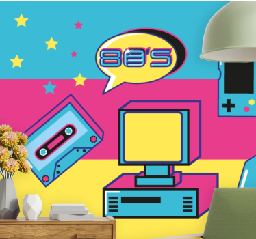 Fotomural arte urbano elementos de retro gaming - TenVinilo