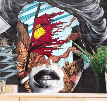 Fotomural arte urbano perfil humano fragmentado - TenVinilo