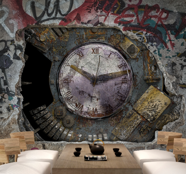Fotomural arte urbano reloj oxidado diseño - TenVinilo