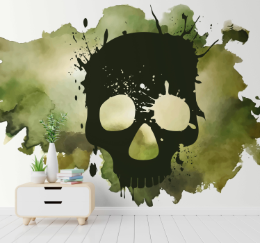Fotomural arte urbano salpicadura de calavera artística - TenVinilo