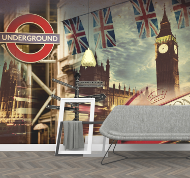 Fotomural bandera y emblemas de Londres - TenVinilo