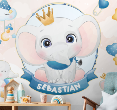 Fotomural bebé diseño de elefante adorable - TenVinilo