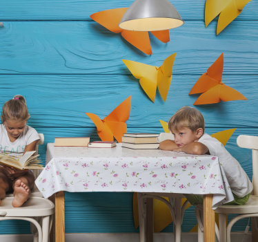 Mural de pared madera mariposas de papel de colores - TenVinilo