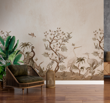 Mural de pared beige fauna vintage - TenVinilo