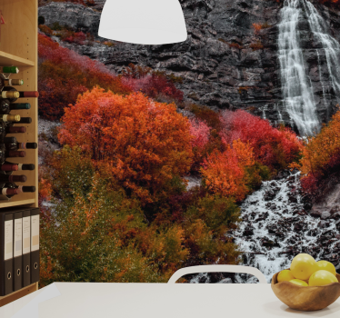 Fotomural cascada paisaje de otoño - TenVinilo