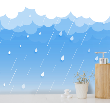 Fotomural cielo paisaje nublado con gotas de lluvia - TenVinilo