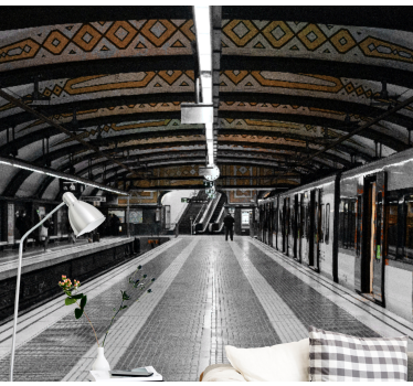 Fotomural ciudad arquitectura de la estación de metro - TenVinilo