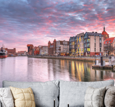 Fotomural ciudad atardecer en el puerto de gdansk - TenVinilo
