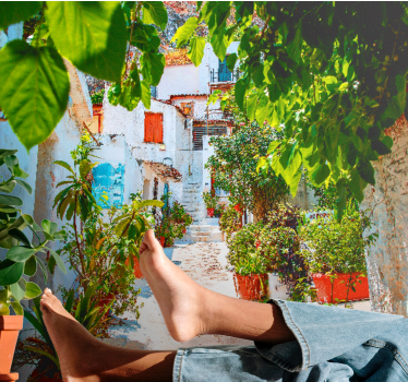 Fotomural ciudad callejón mediterráneo encantador - TenVinilo