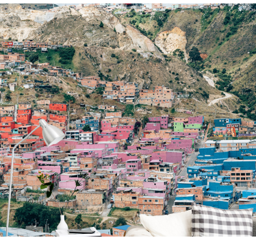 Fotomural ciudad casas coloridas en la ladera - TenVinilo