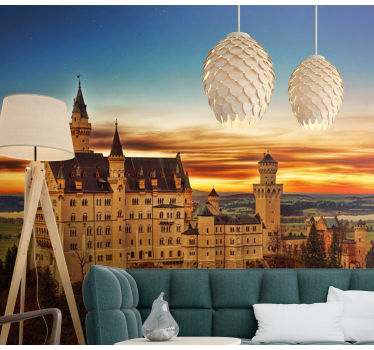 Fotomural ciudad castillo de neuschwanstein al atardecer - TenVinilo