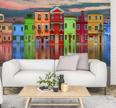 Fotomural ciudad colorido canal de burano - TenVinilo