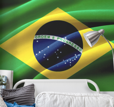 Fotomural ciudad diseño de bandera brasileña - TenVinilo