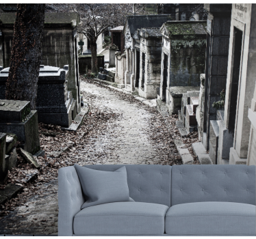 Fotomural ciudad escena del camino del cementerio - TenVinilo
