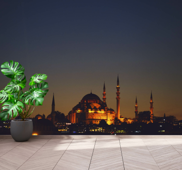 Fotomural ciudad mezquita del sultán ahmet al atardecer - TenVinilo