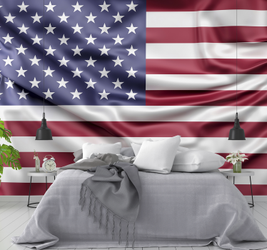 Mural habitación matrimonio olas de la bandera americana - TenVinilo