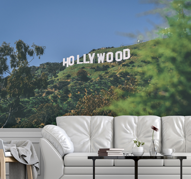 Fotomural ciudad paisaje del letrero de hollywood - TenVinilo