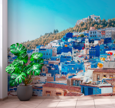 Fotomural ciudad paisaje urbano de la medina azul - TenVinilo