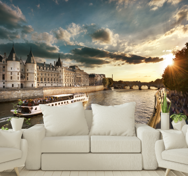 Mural ciudad París vistas río Sena - TenVinilo