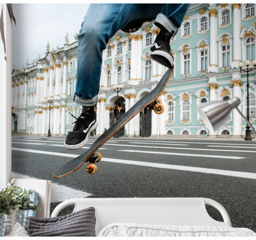 Fotomural ciudad patinador en movimiento - TenVinilo