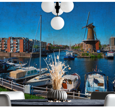 Fotomural ciudad perspectiva del canal de Ámsterdam - TenVinilo