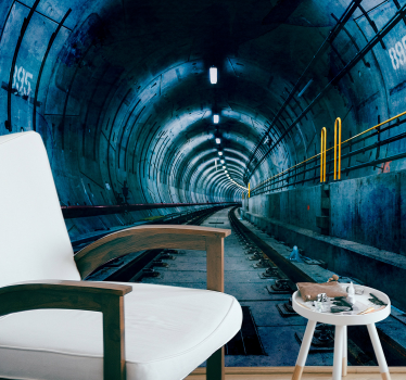 Fotomural 3D perspectiva del túnel subterráneo - TenVinilo