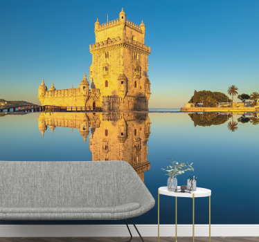 Fotomural ciudad reflejo de la torre de belém - TenVinilo