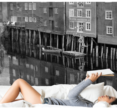 Fotomural ciudad reflejo del waterfront histórico - TenVinilo