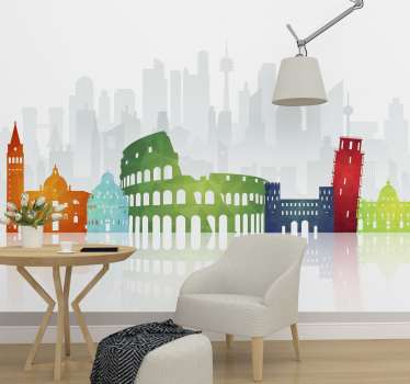 Papel pintado pasillo skyline monumentos Italia - TenVinilo